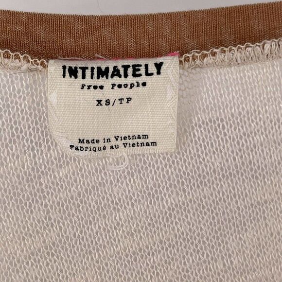 Intimately Free People Tunic Bohemian Boat Neck 3/4 Sleeves Cream Shirt Size XS - Picture 8 of 9